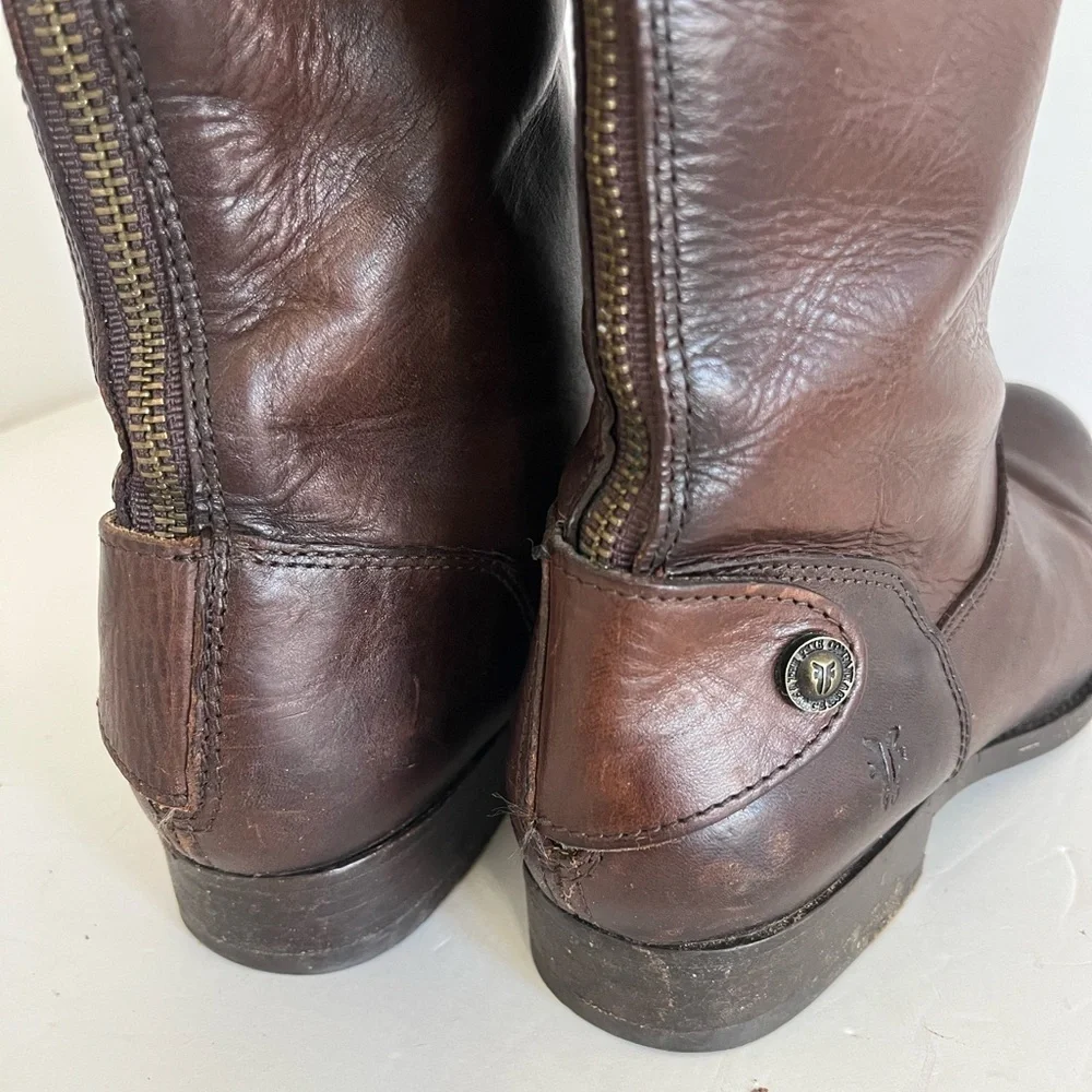 Frye Melissa Brown Leather Tall Riding Boots Size 7B